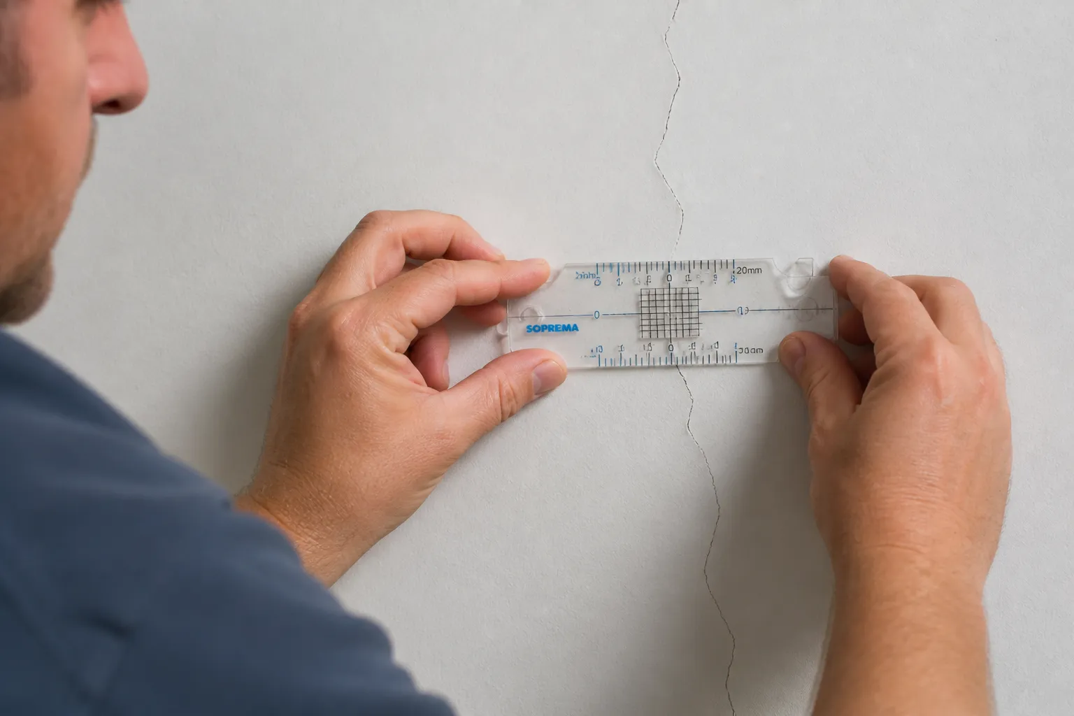 Expert relevant une fissure sur un mur intérieur