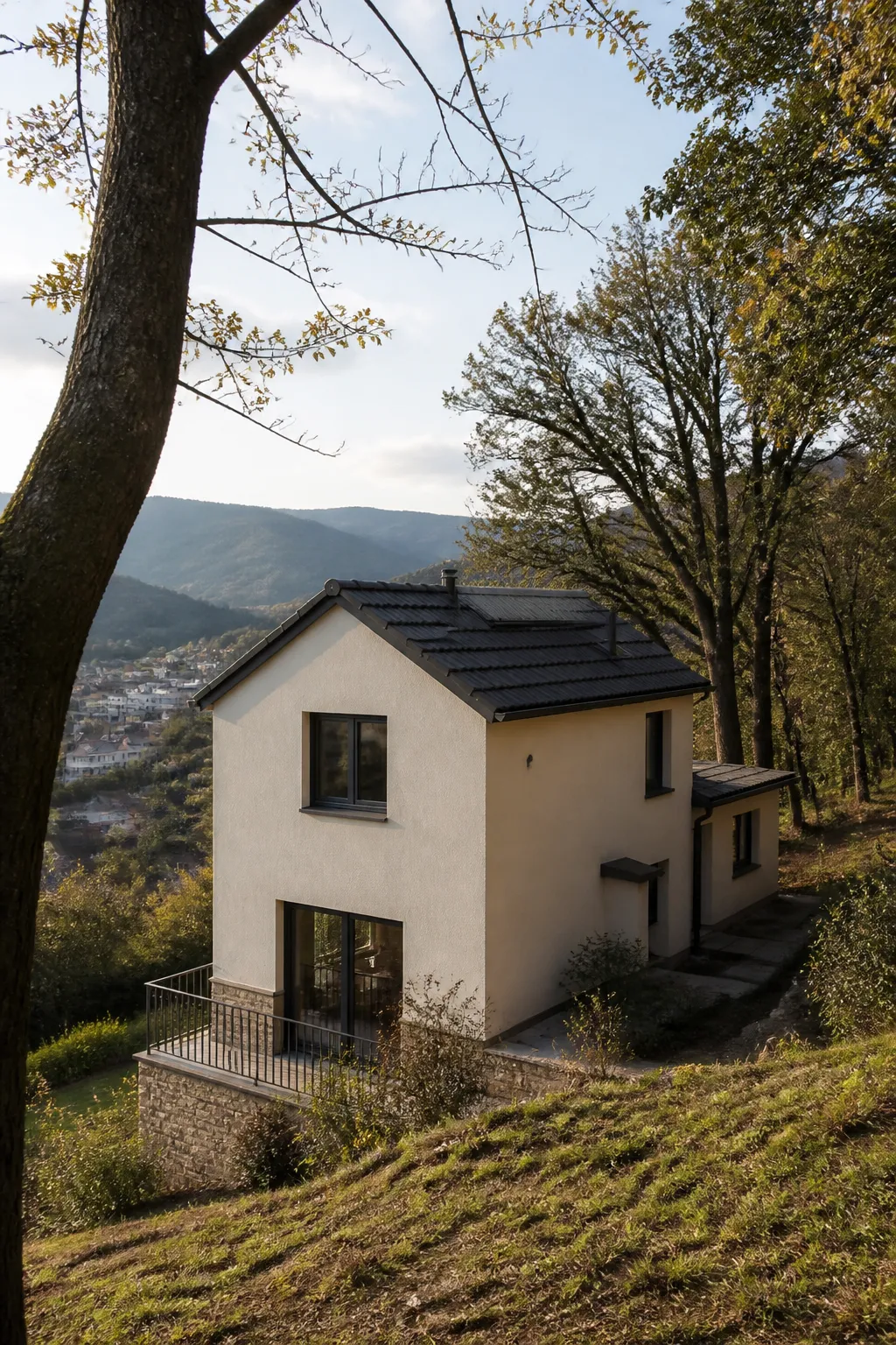 Maison individuelle en lisière de bois sur les hauteurs d’une petite ville de l’Ardèche