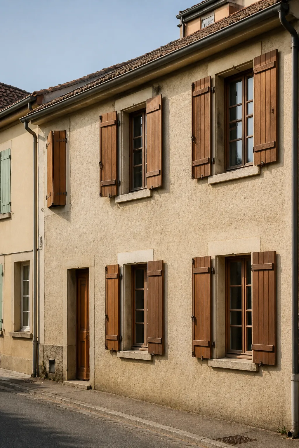 Maison de bourg ancienne avec toit de tuiles avant un bilan avant achat