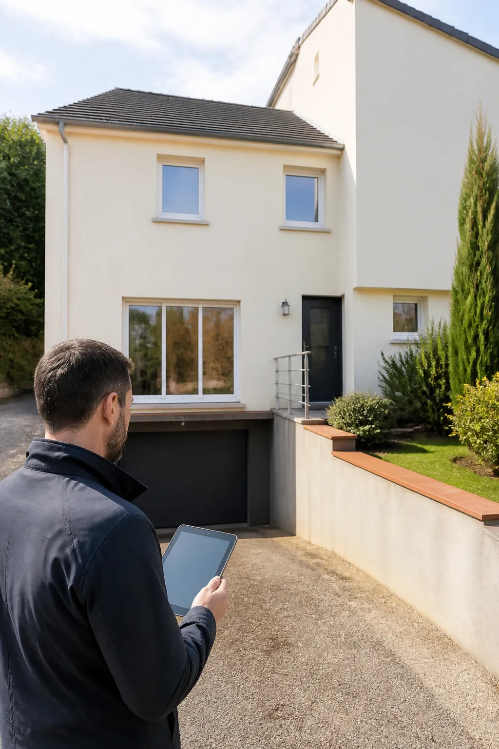 Expert en bâtiment devant un pavillon avec sous-sol en Côte-d’Or