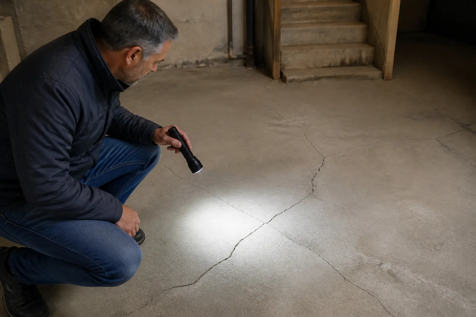 Plancher bas et dallage de sous-sol observés par un expert