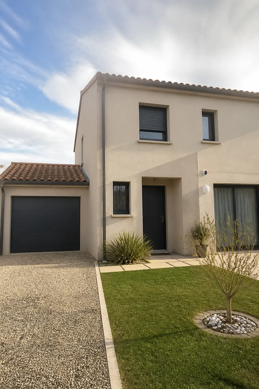 Maison individuelle à étage avec garage et jardin