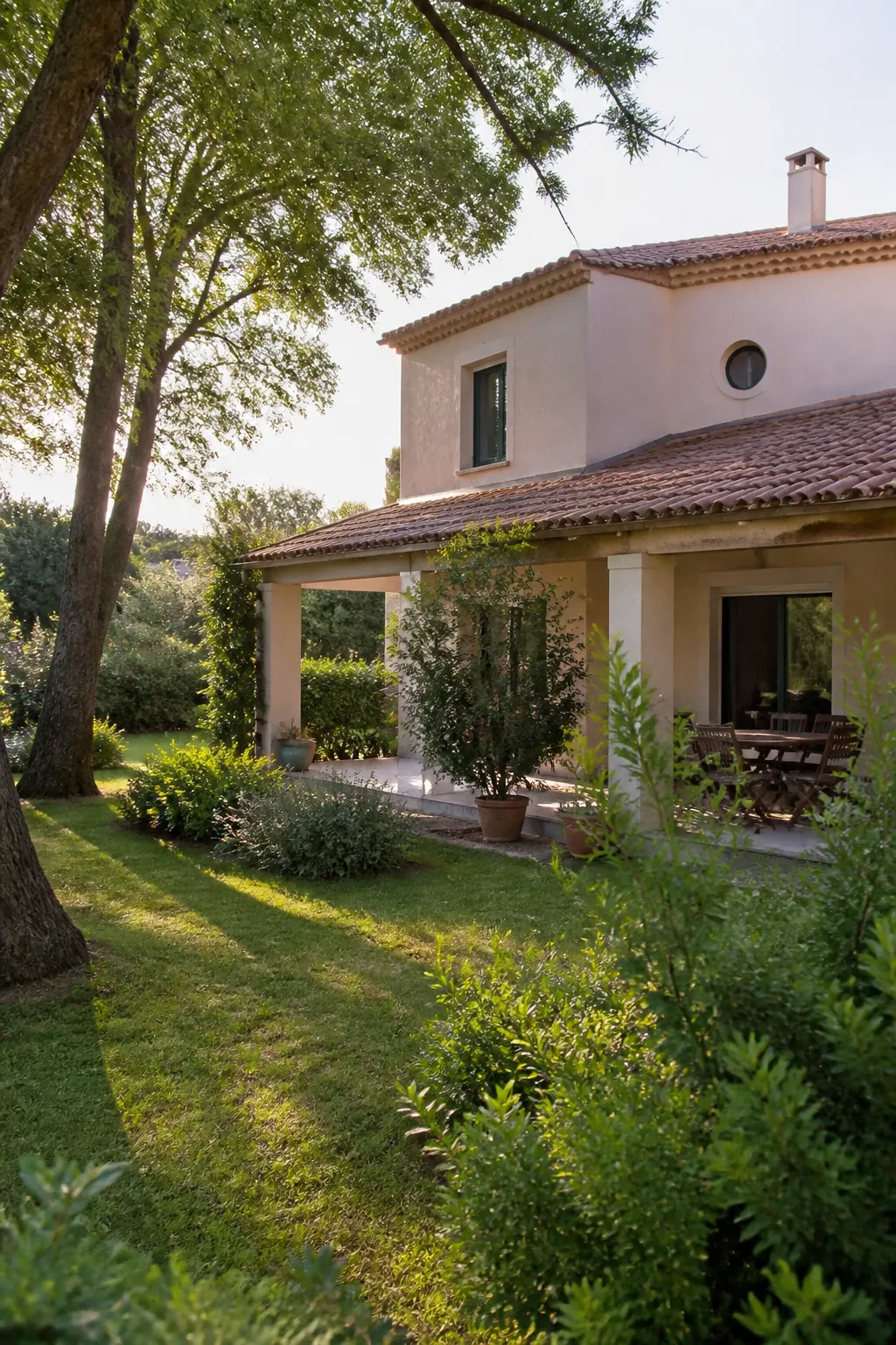 Maison individuelle avec jardin et toiture en tuiles