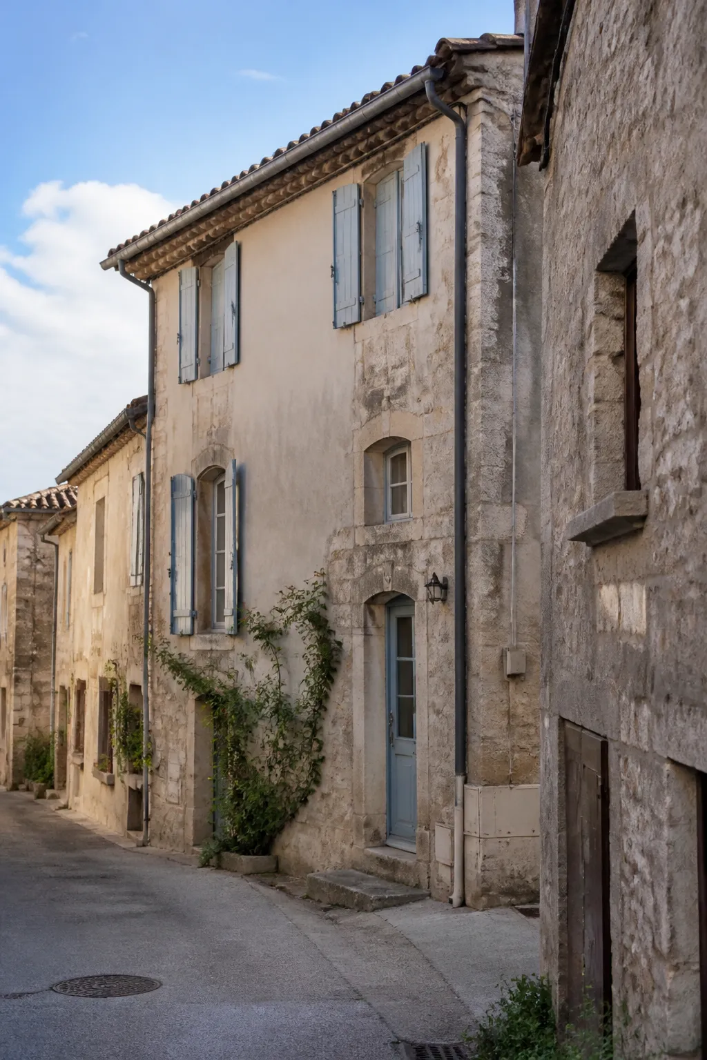 Maison de bourg ancienne en pierre avec toiture en tuiles à Brioude