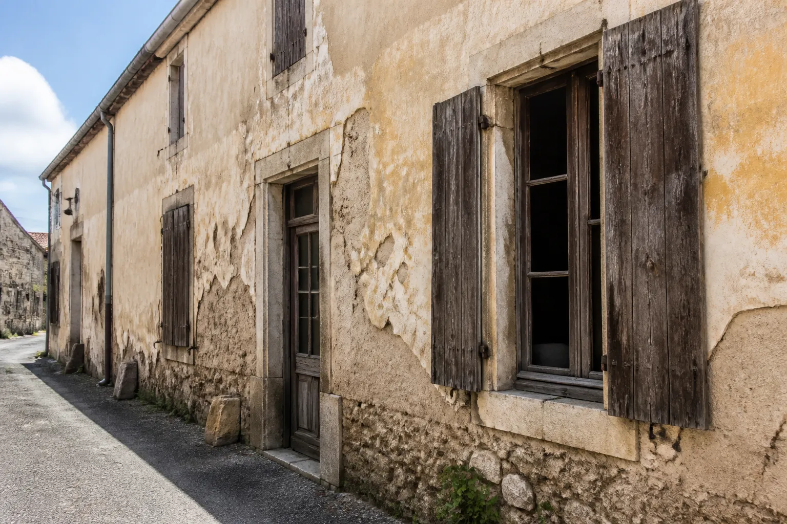 Maison ancienne à rénover avec façade enduite