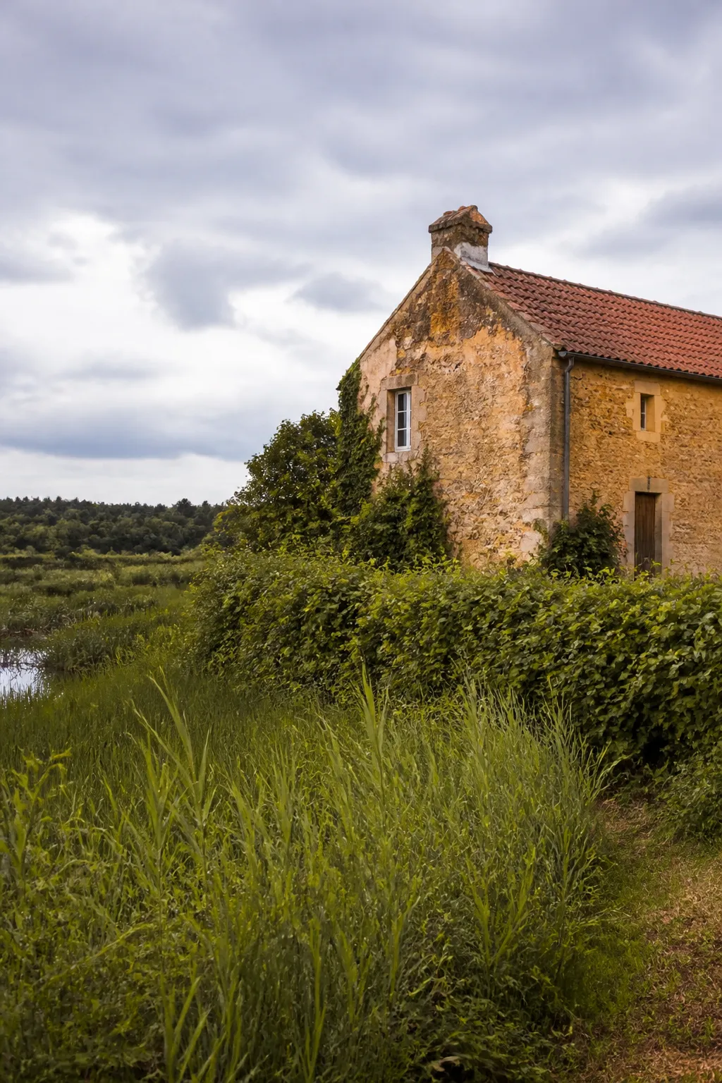 Maison ancienne en bordure de marais dans le Cotentin