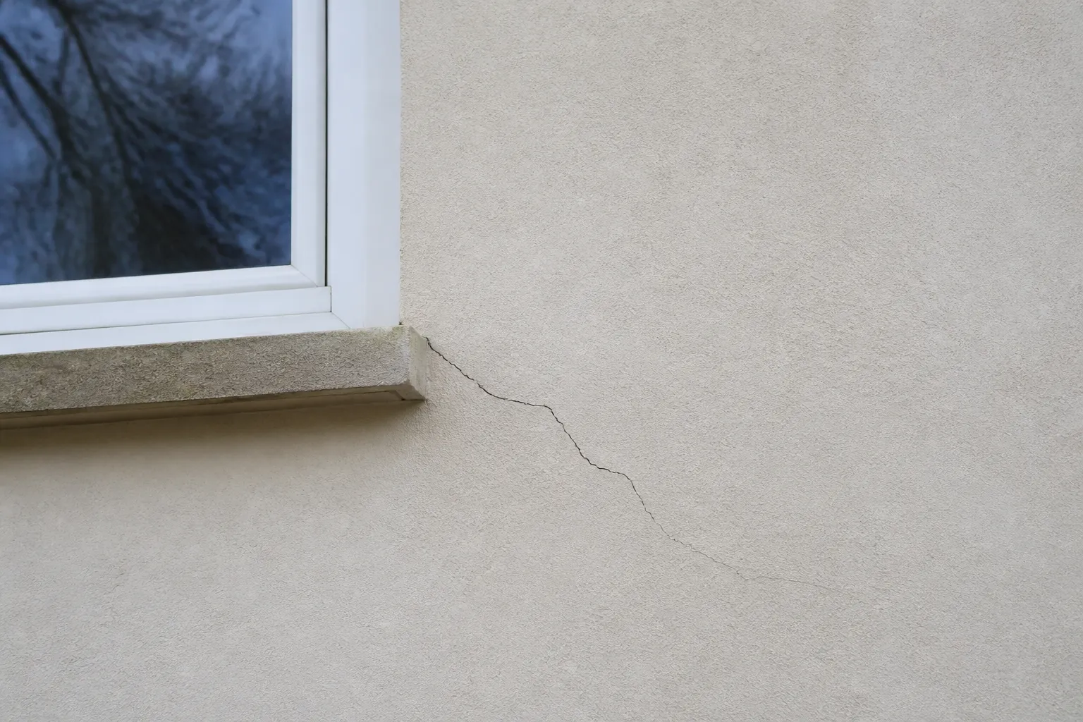 Fissure oblique sur la façade d’une maison individuelle