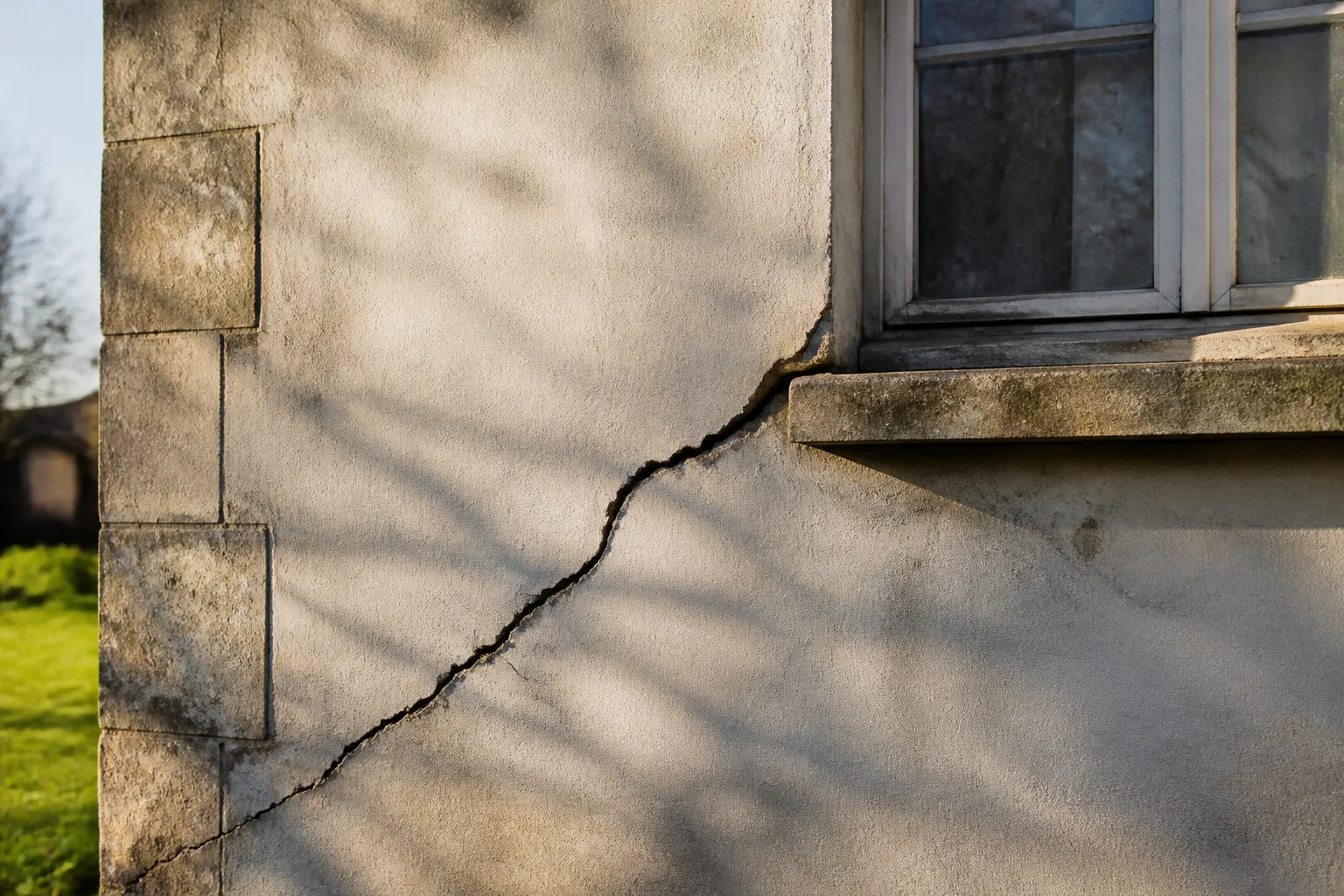 Mur de maison présentant une fissure oblique