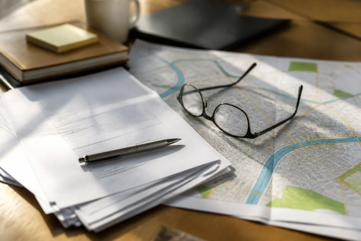 Documents d’information sur les risques posés sur une table