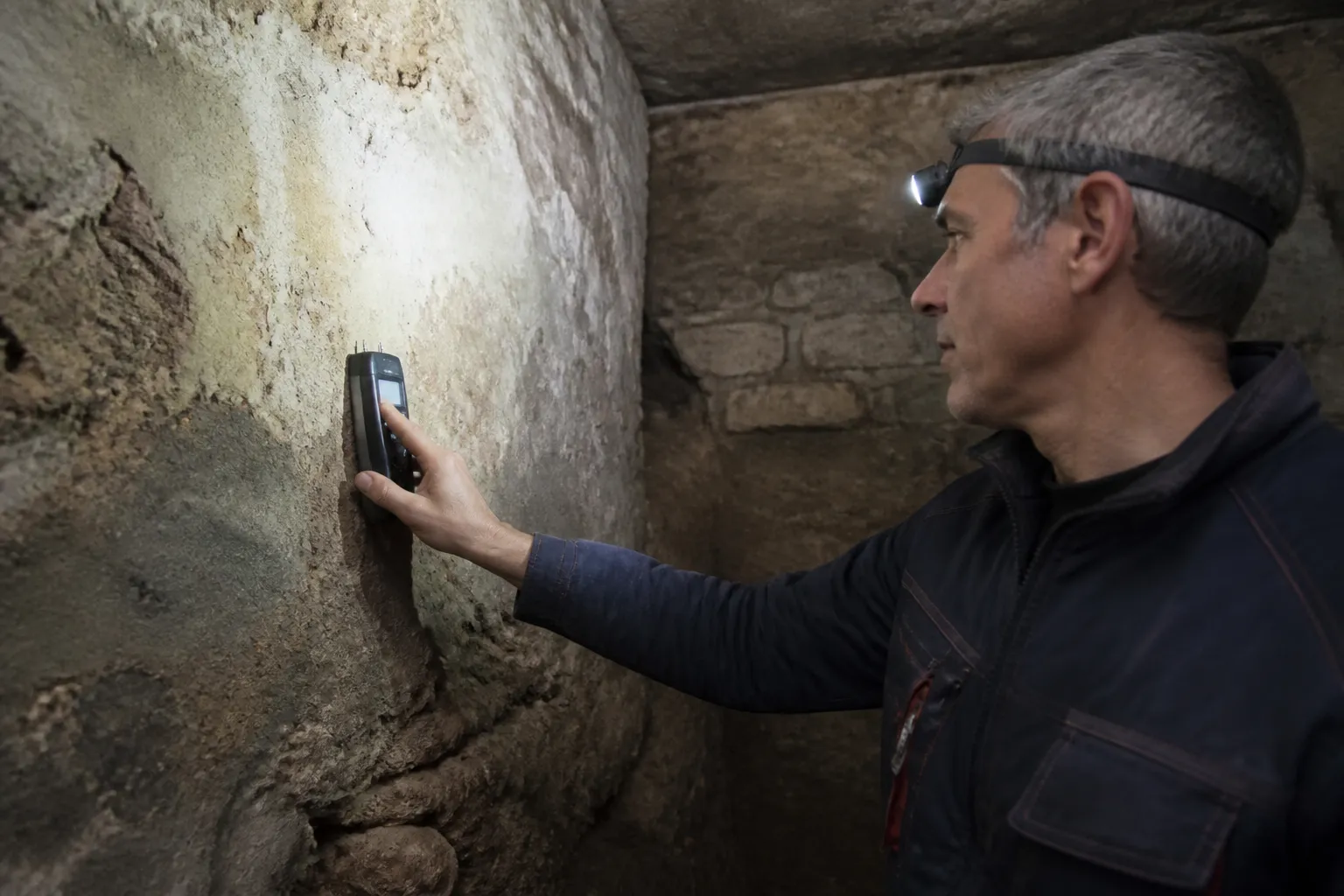 Expert relevant l’humidité d’un mur de cave