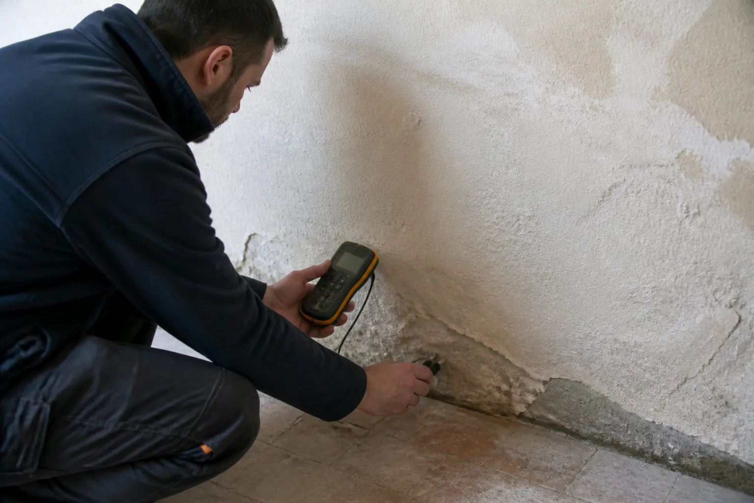 Rez-de-chaussée d’une maison de ville avec mesure de l’humidité