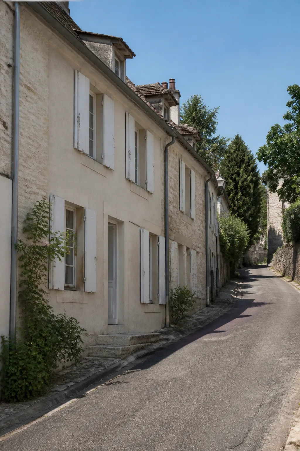 Maison de bourg en pierre et enduit dans une commune proche de la Seine