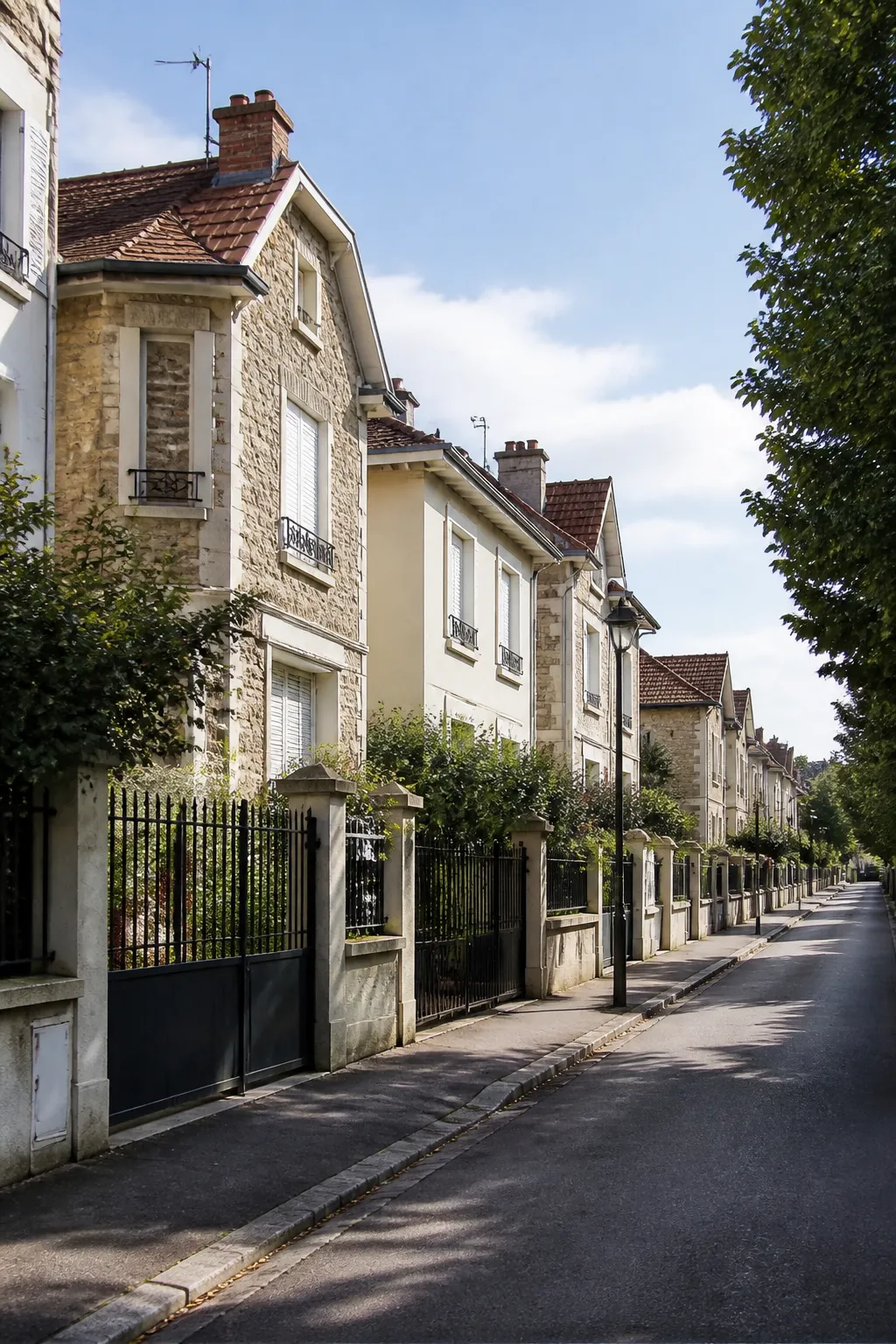 Pavillons avec jardins dans une rue d’Aulnay-sous-Bois