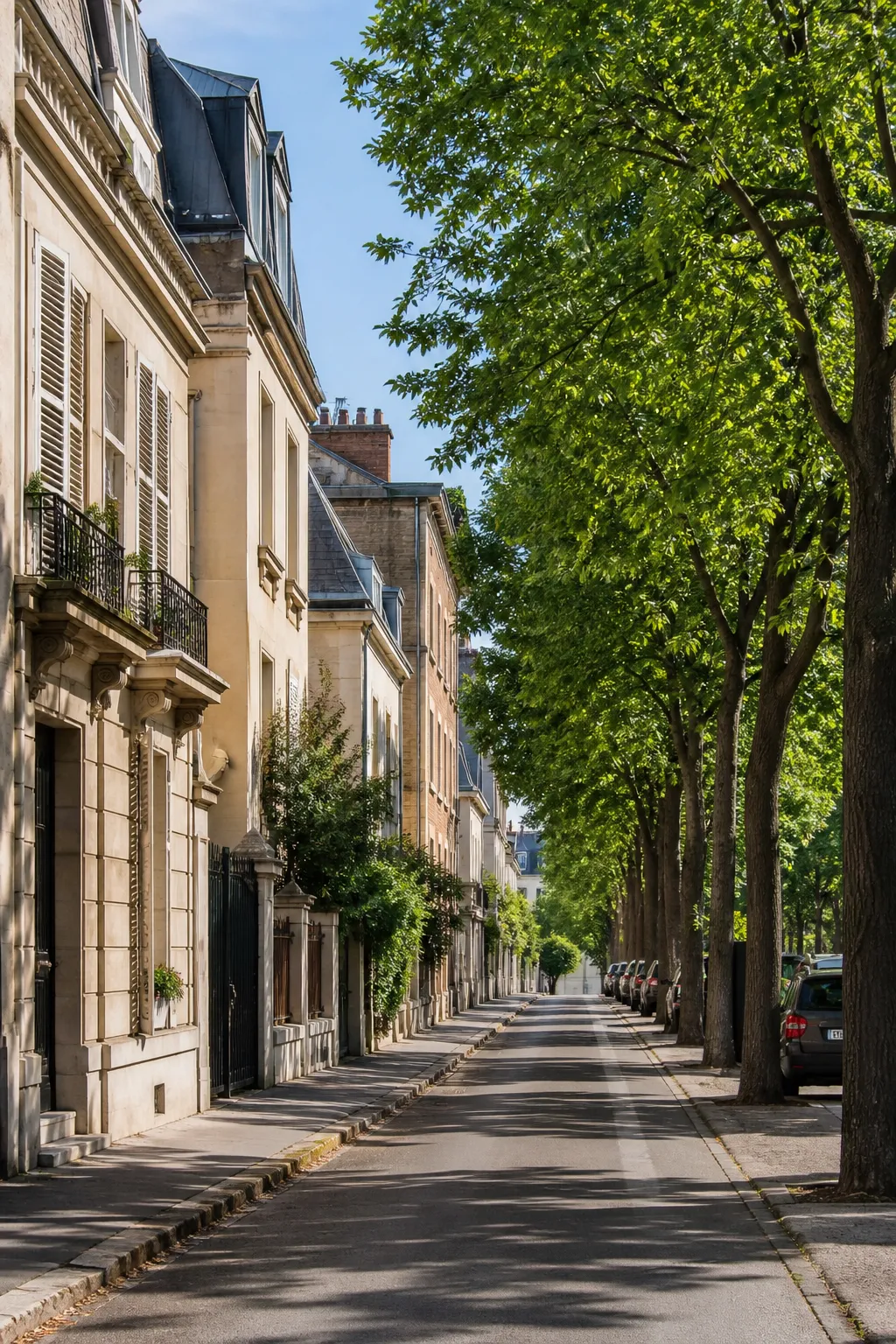 Immeubles et maisons dans une rue résidentielle de Maisons-Alfort