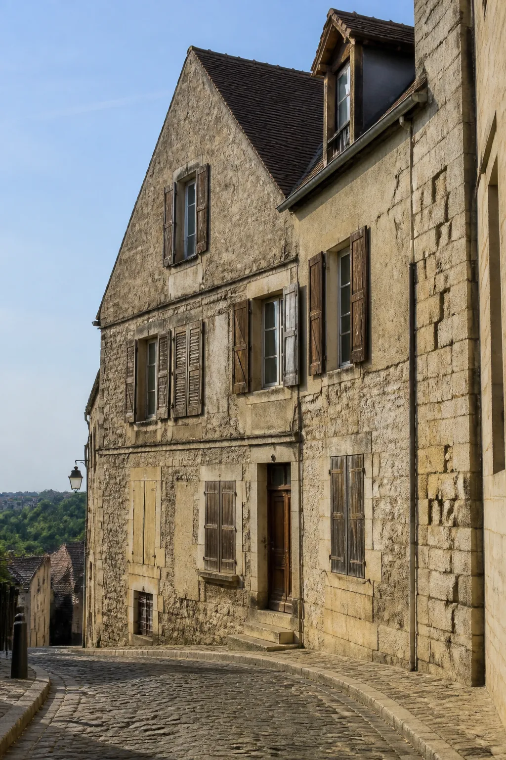 Maison ancienne en pierre à rénover dans une ville historique d’Île-de-France