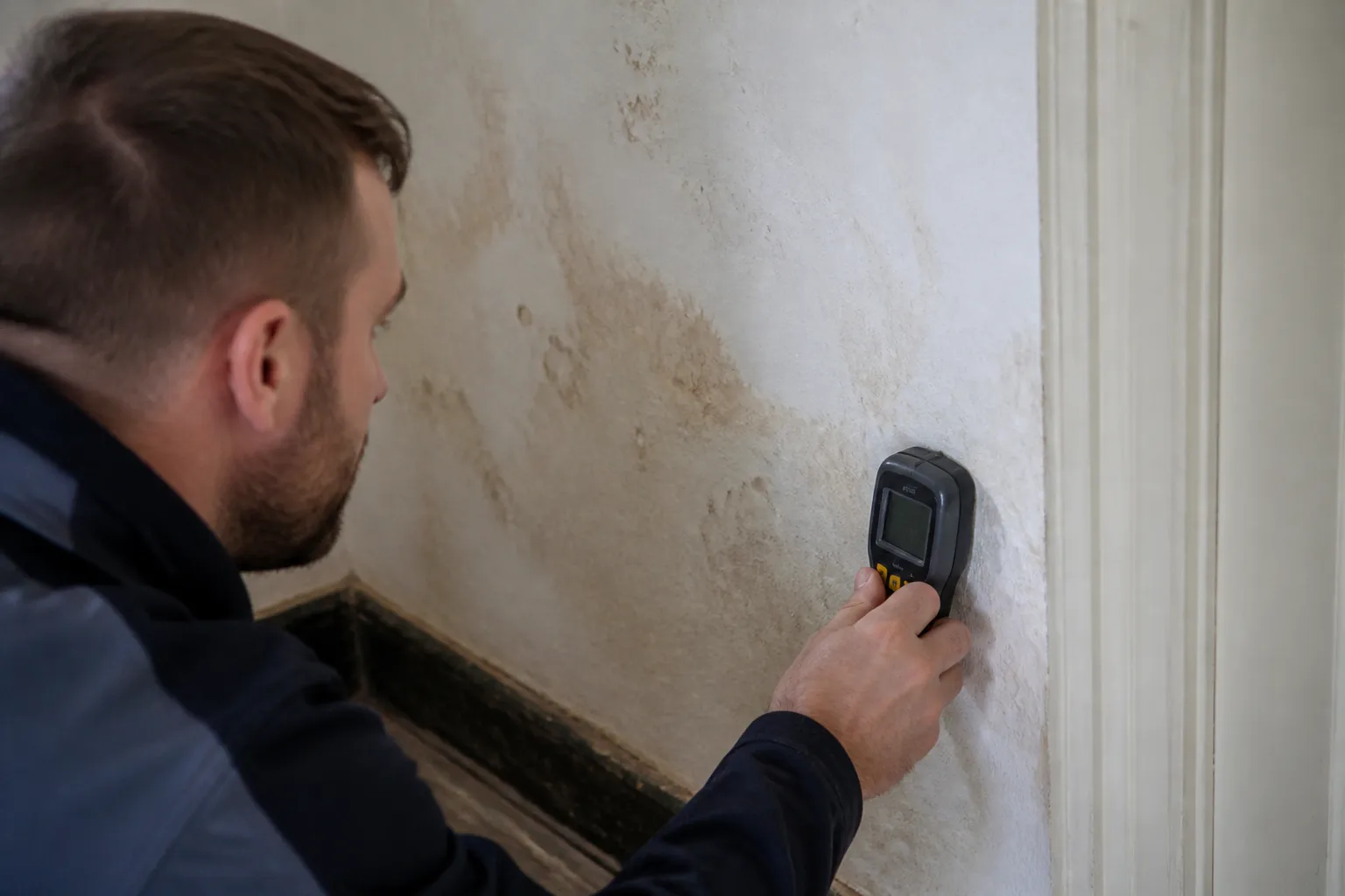 Mesure de l’humidité d’un mur intérieur avec un humidimètre