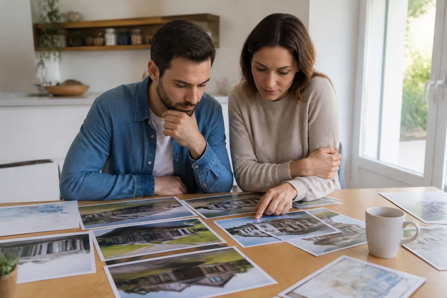 Acheteurs comparant les rapports de deux maisons