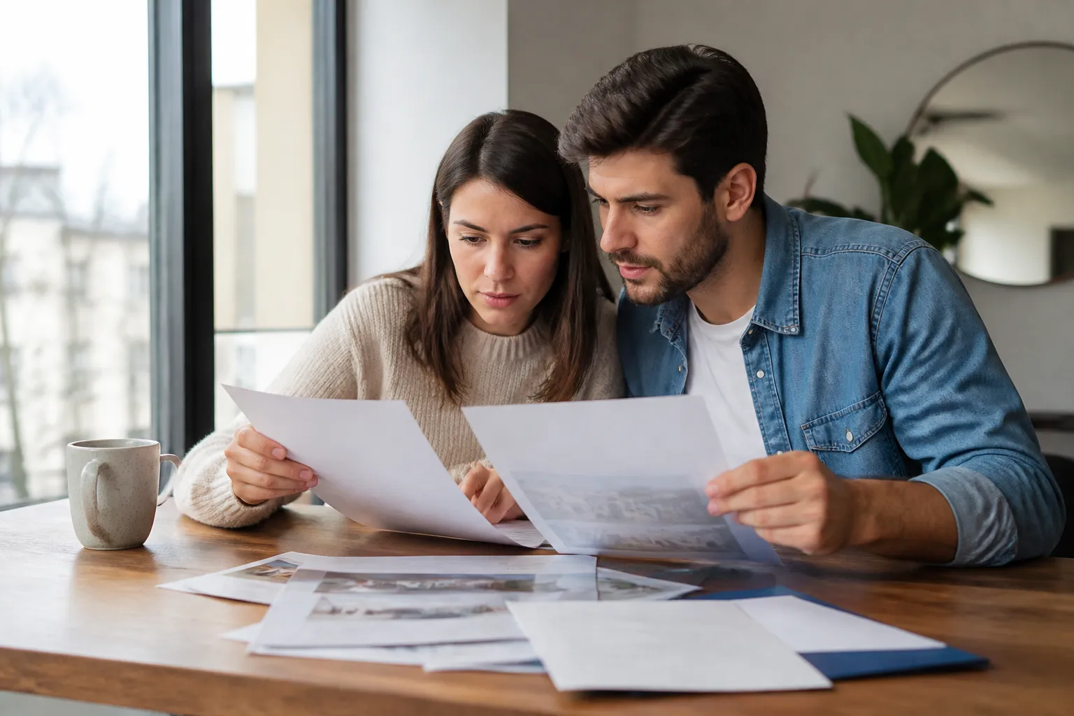 Acheteurs lisant un état des risques avant la signature