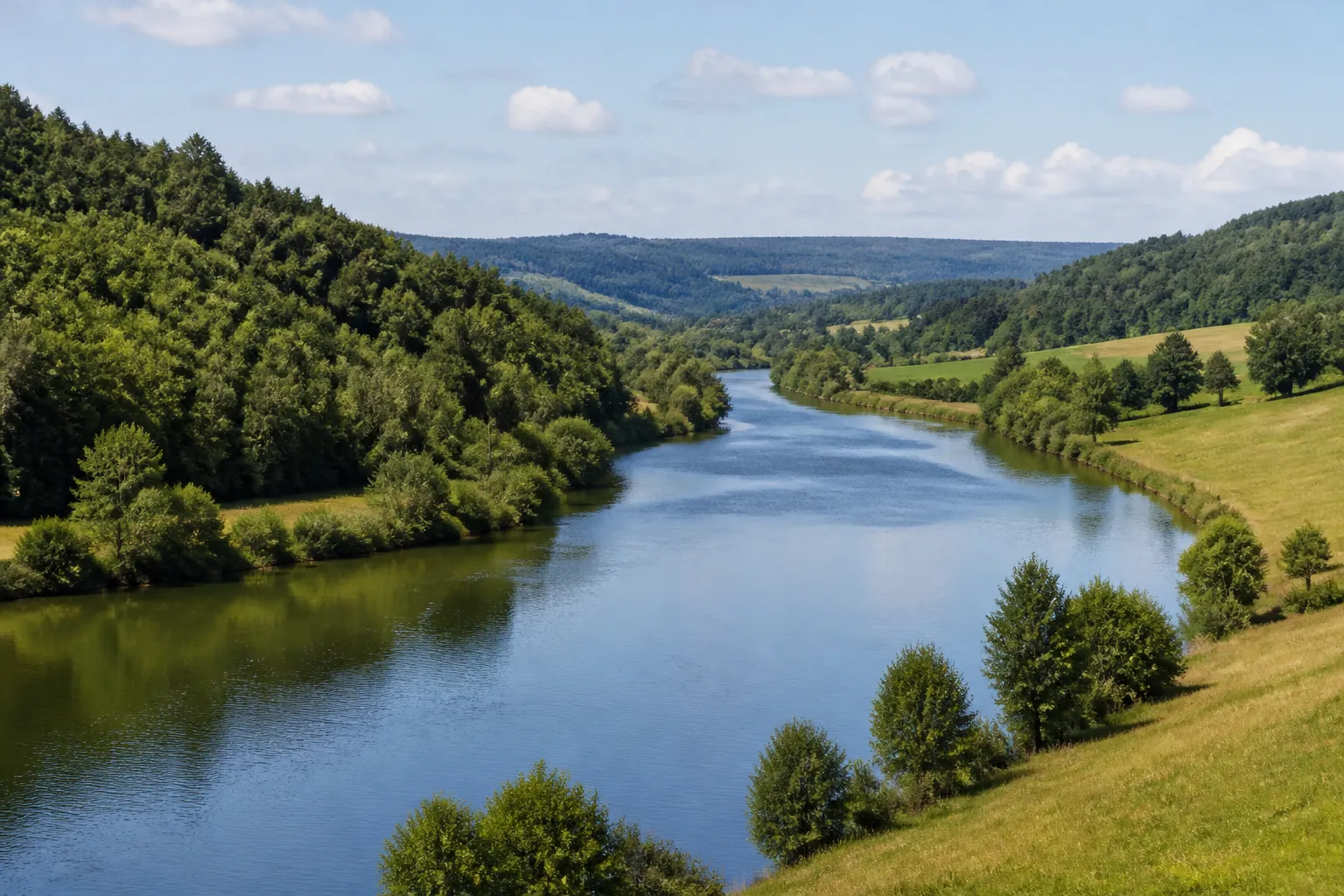 Rivière bordée de bois dans la campagne creusoise