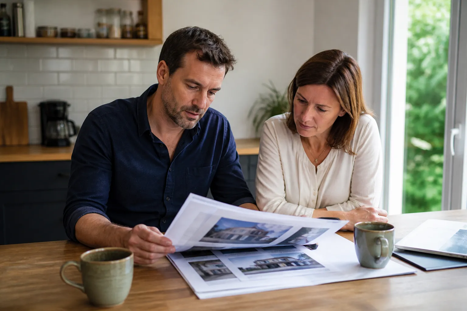 Acheteurs relisant un rapport d’expertise avant de signer la promesse