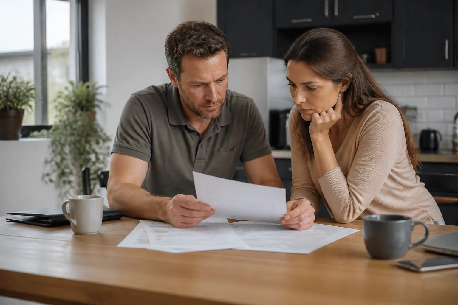 Acheteurs relisant un rapport d’expertise à une table