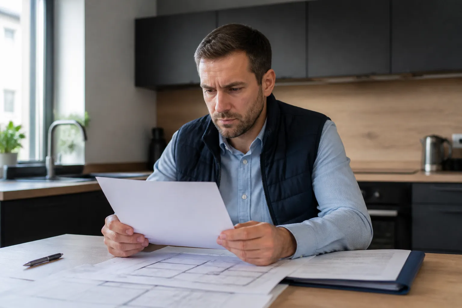 Expert lisant un état des risques annexé à une promesse de vente
