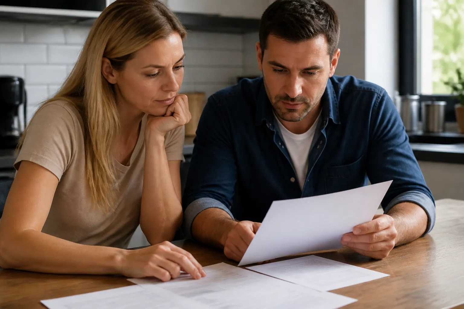 Acheteurs lisant un rapport d’expertise sur une table