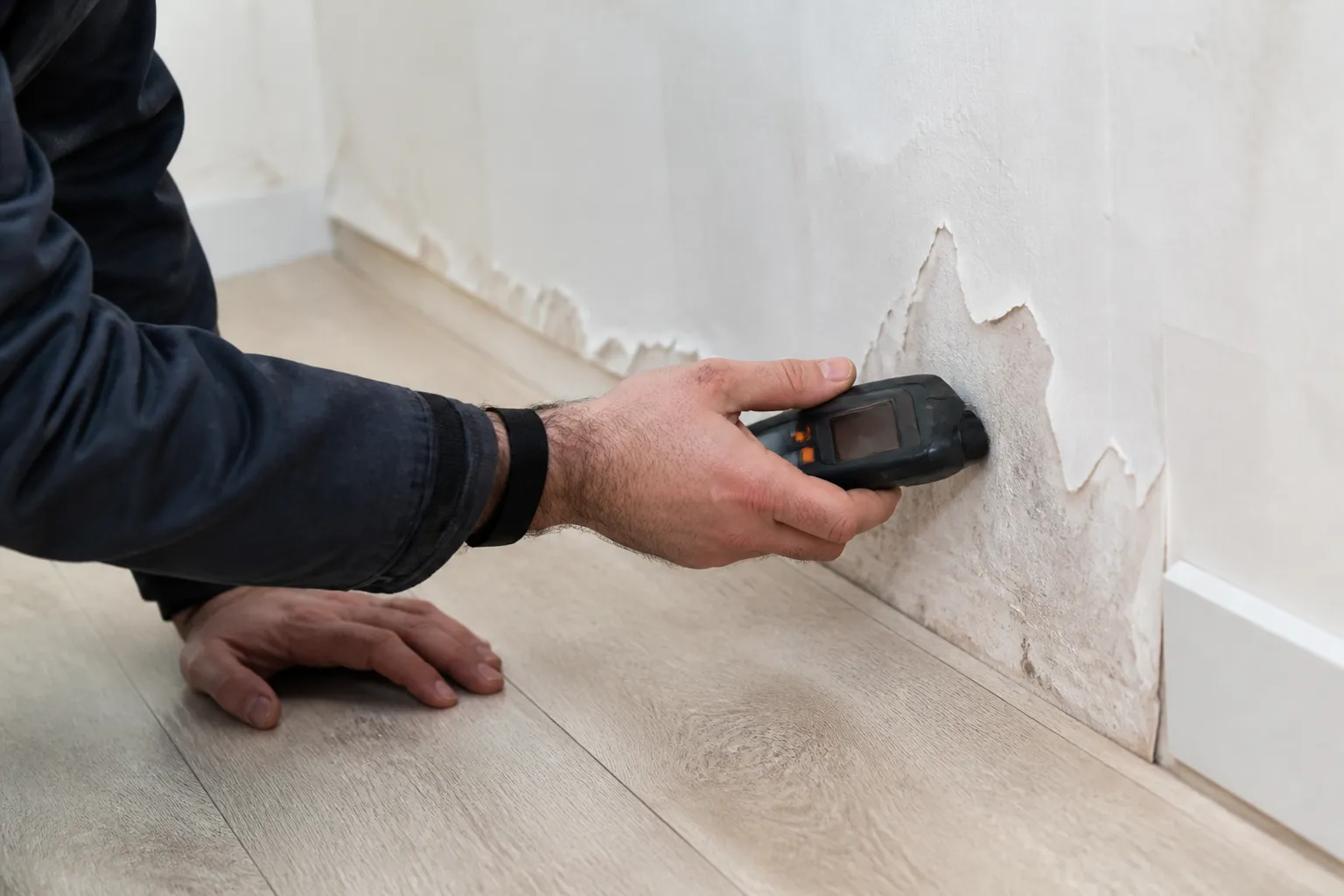 Mesure d’humidité au pied d’un mur intérieur