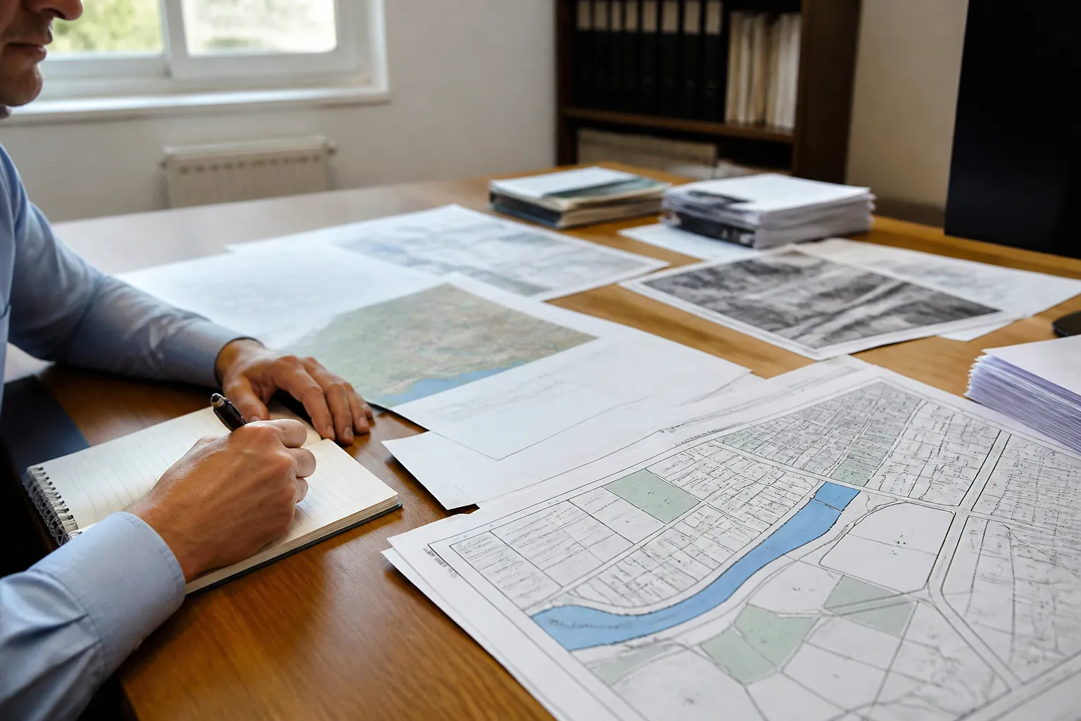 Expert relisant un état des risques avant un compromis de vente