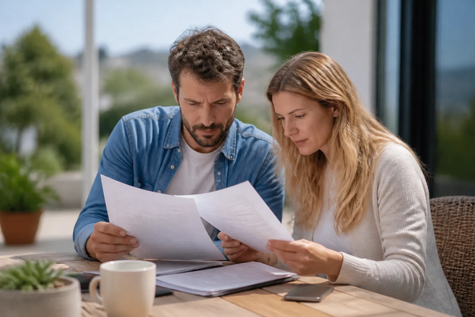 Expert et acheteurs consultant un état des risques