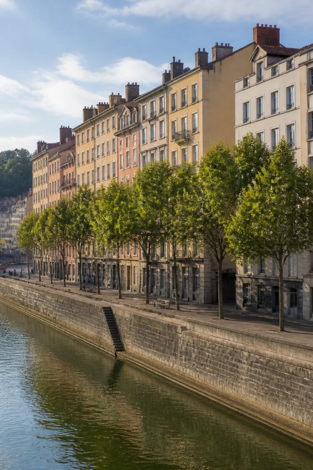 Immeubles anciens aux façades colorées au bord d’une rivière