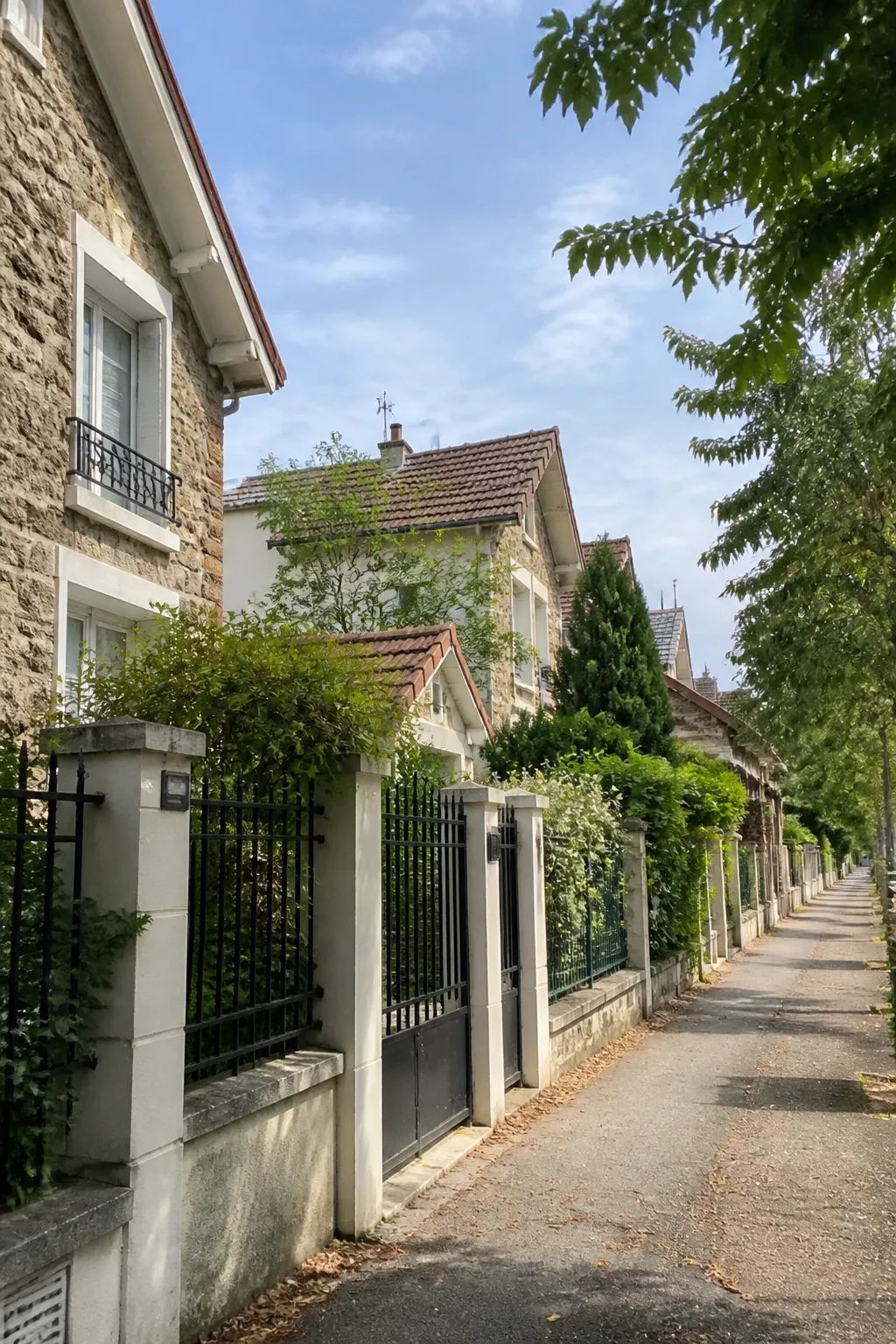 Rue pavillonnaire de banlieue en Seine-Saint-Denis