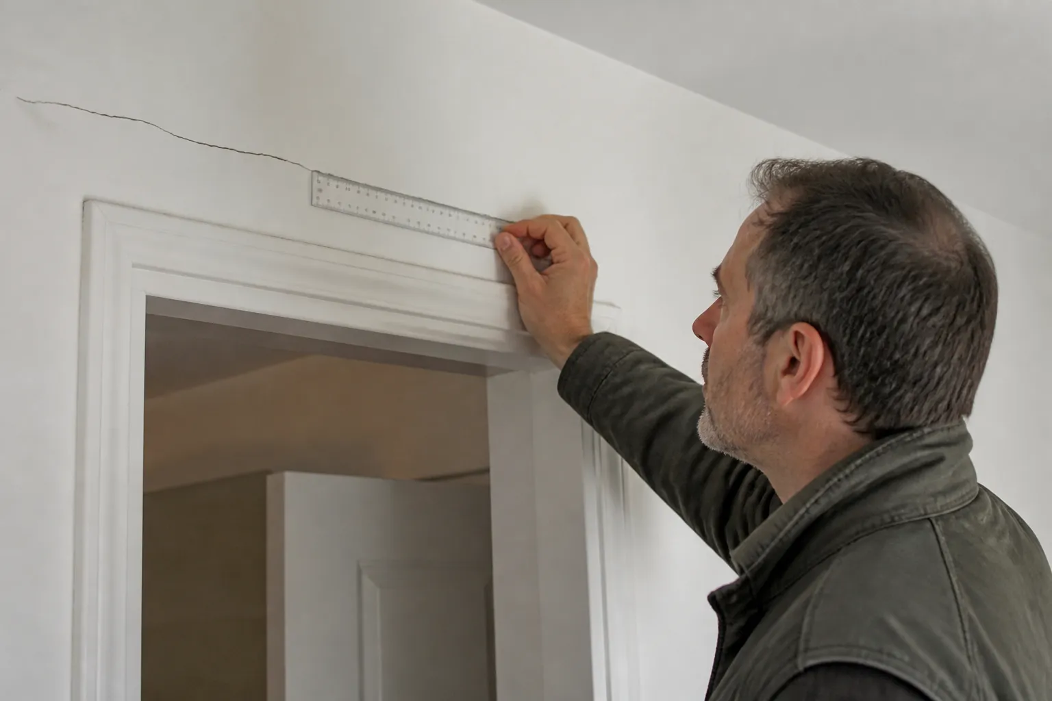 Expert relevant une fissure sur un mur intérieur