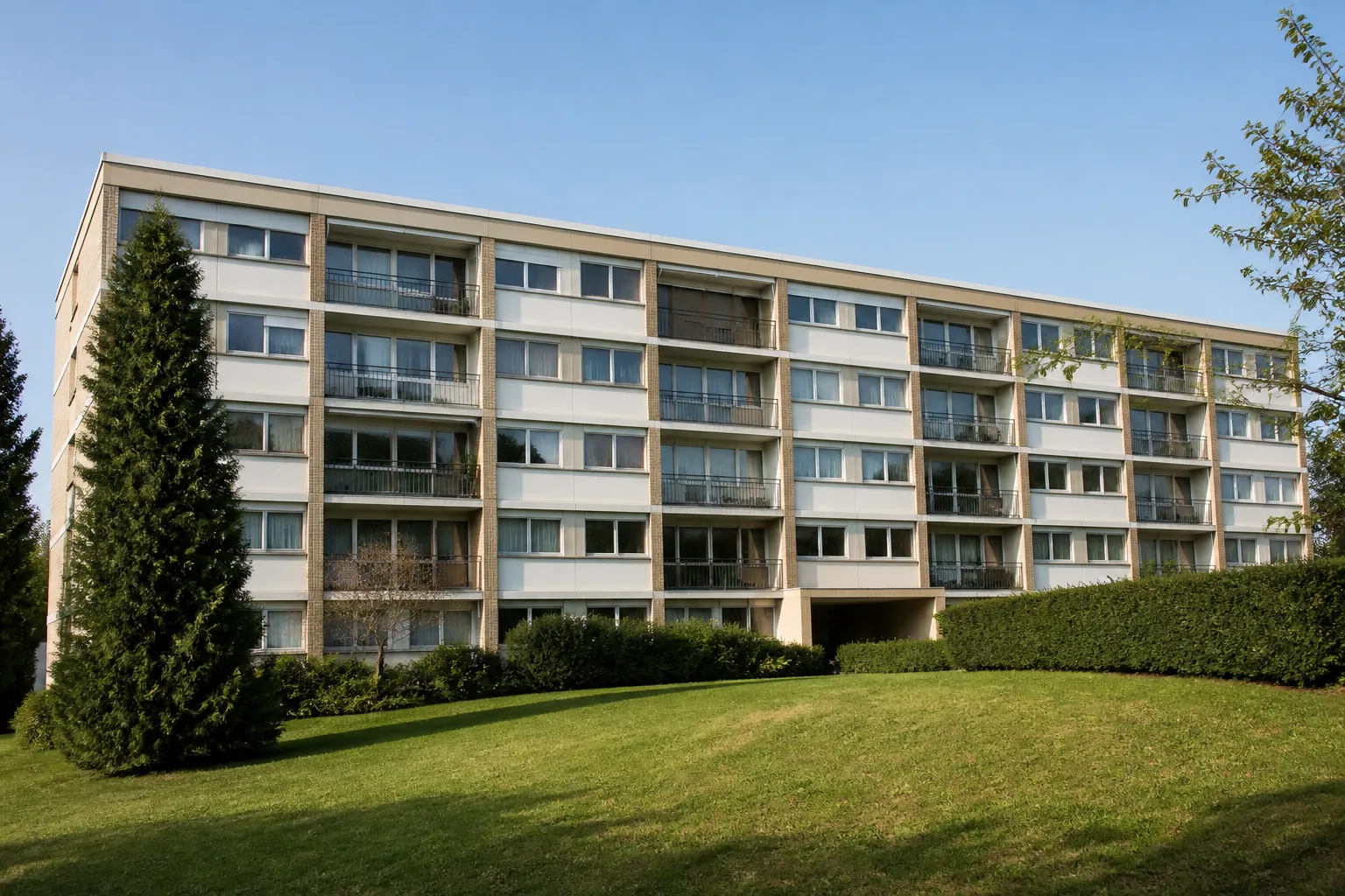 Immeuble collectif résidentiel avec espaces verts