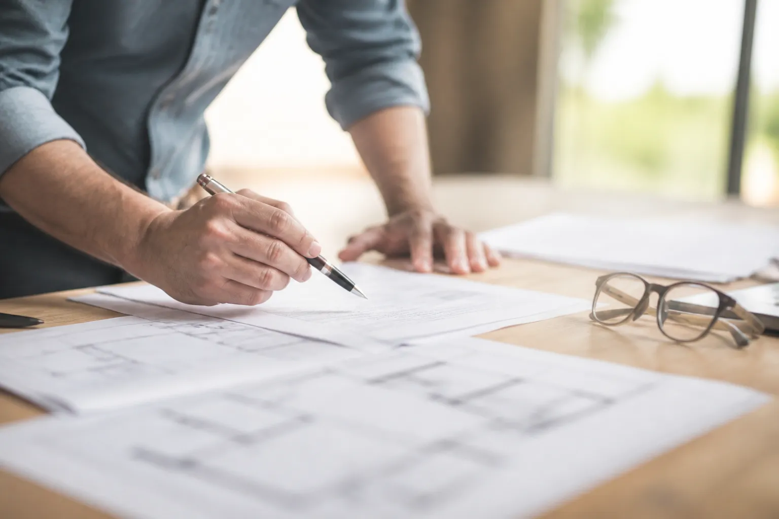 Plan de zonage consulté par un acheteur sur une table