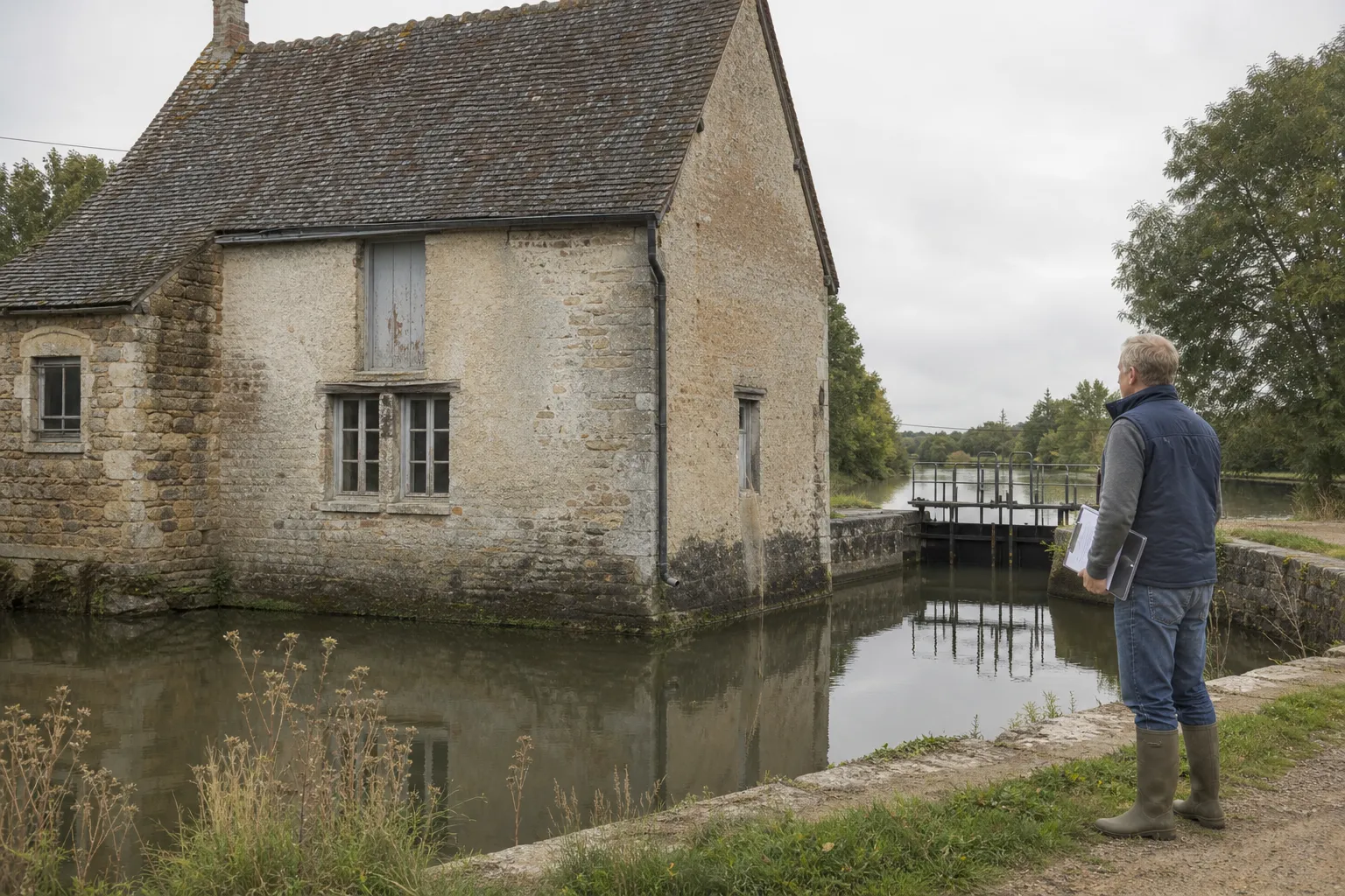 Maison au bord du Loing près d’un canal