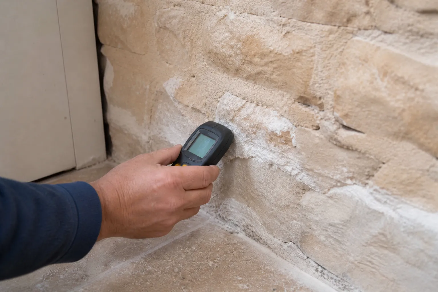 Mesure de l’humidité d’un mur avec un humidimètre