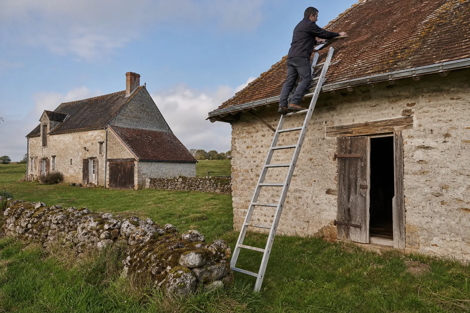 Ferme de la Champagne berrichonne avec dépendances