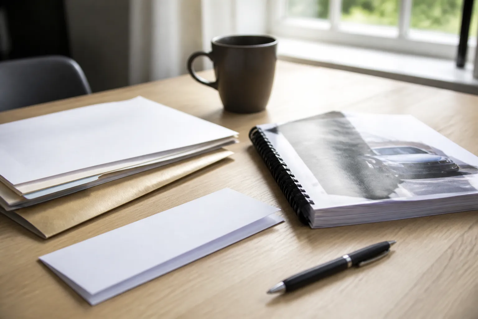 Dossier d’assurance et attestation posés sur une table avec un rapport d’expertise