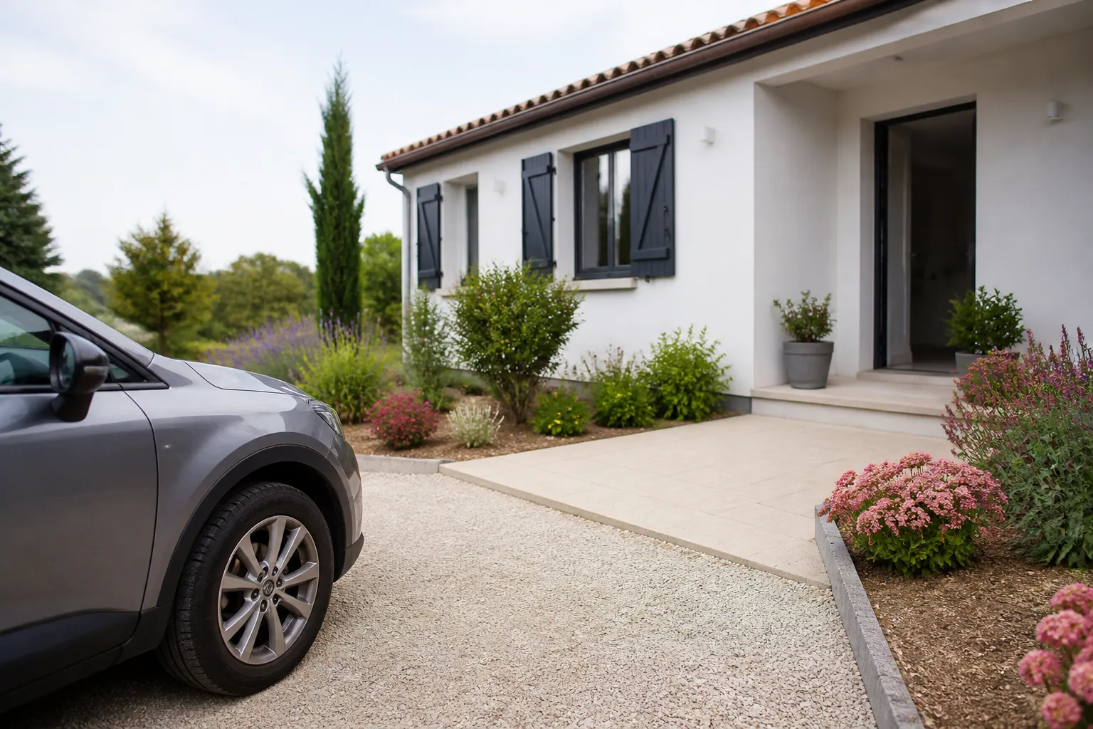 De la voiture à la porte : l’accès extérieur